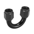 An6 180 Degree Female Swivel Coupler Fuel Oil Hose End Fitting Adapter For Car Black 
