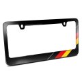 German Flag Off Center Sports Racing Stripe Black Metal License Plate Frame 12 In X 6 Universal Fit For Cars With Theft 