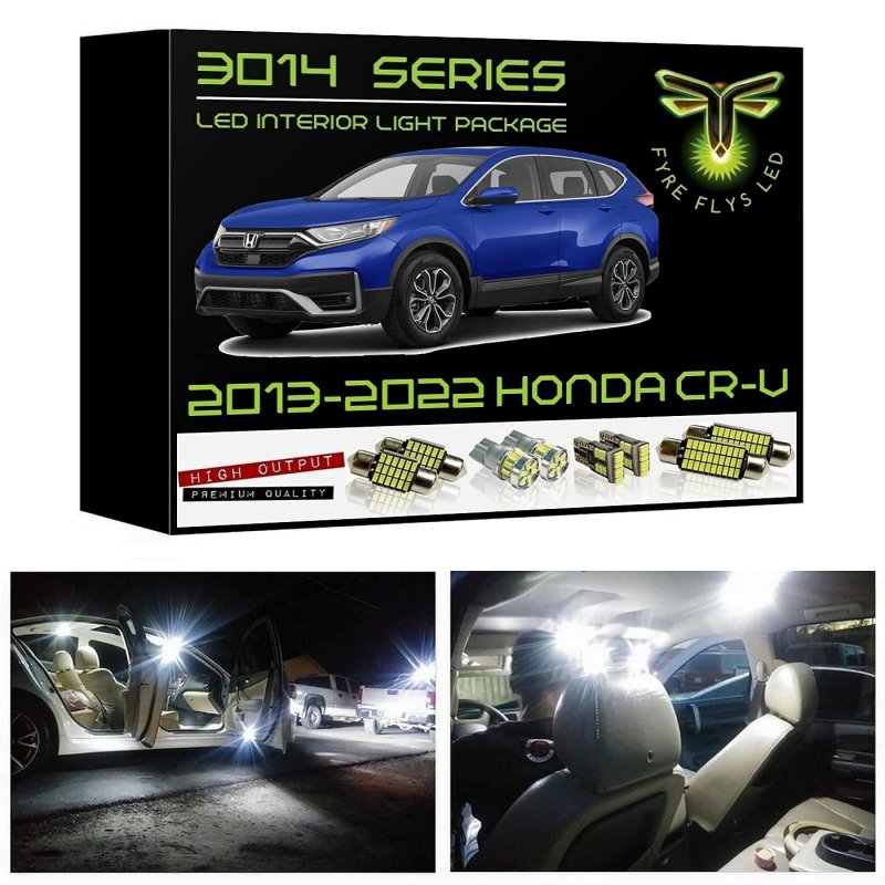 Fyre Flys 10 Piece White Led Interior Lights For 2013-2022 Honda Cr-v Super Bright 6000k 3014 Series Smd Package Kit And Free