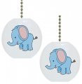 Set Of 2 Baby Elephant Big Ears Solid Ceramic Fan Pulls 