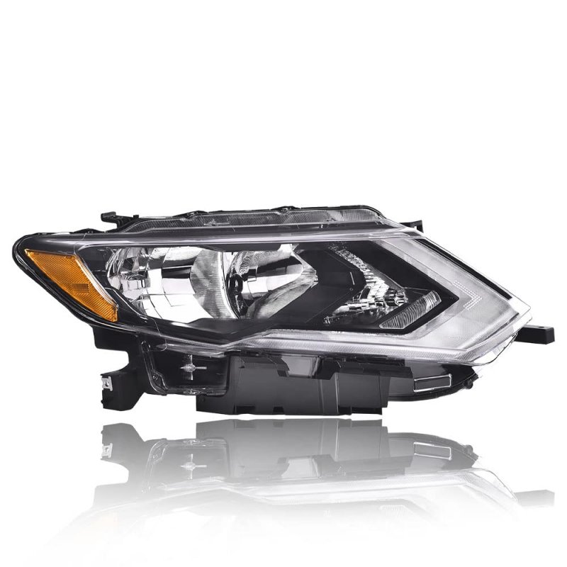 Headlights Assembly For 2017 2018 2019 Nissan Rogue Right Bumper Headlamp Clear Lens Chrome Housing Amber Reflector