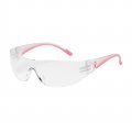 Eva 250-10-0920 Rimless Safety Glasses With Clear Pink Temple Lens And Anti-scratch Anti-fog Coating 