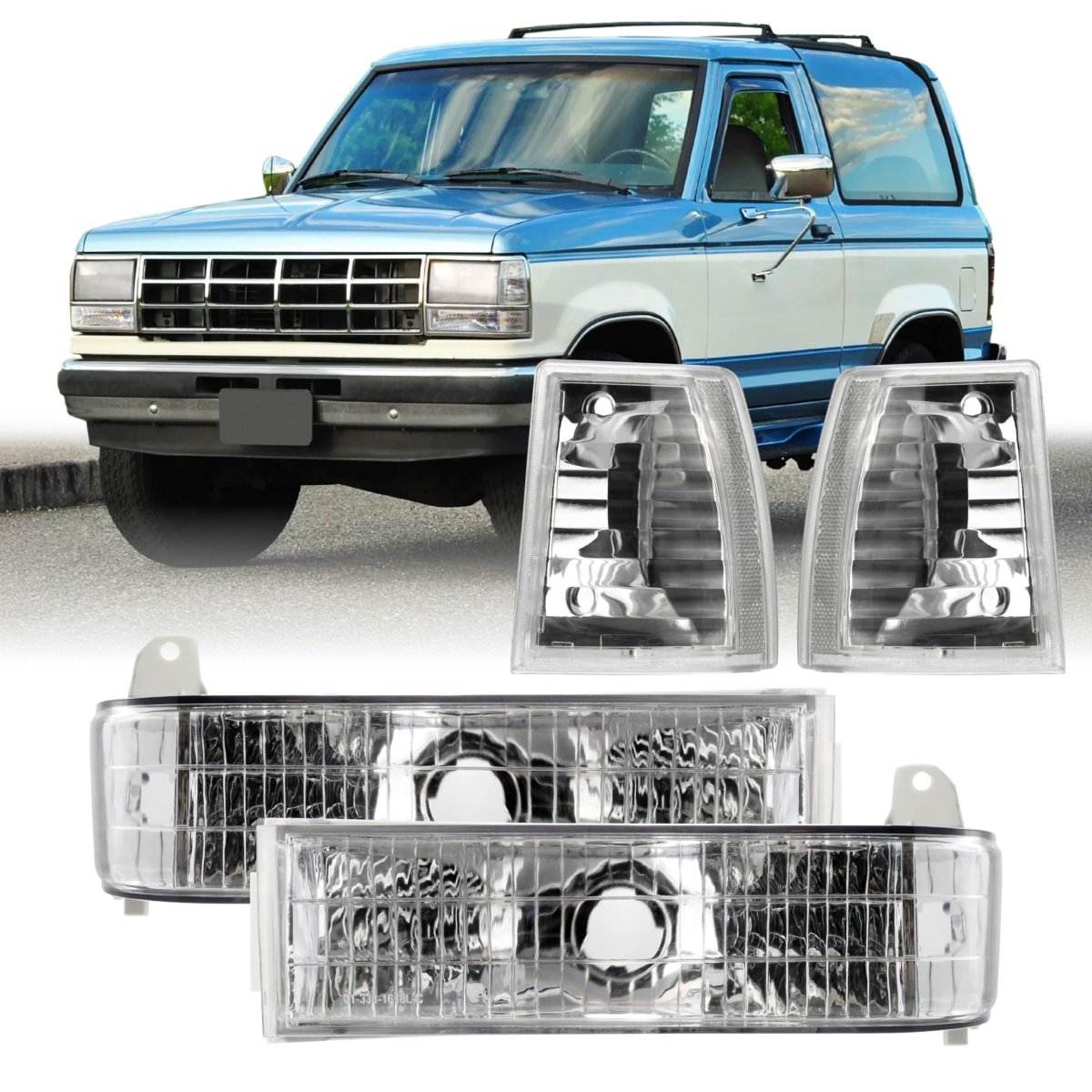 Usr 89-90 Bronco Ii Suv Front Signal Light A Corner Lamps Left Right 4pc Set For 1989-1990 Ford 2 89-92 Ranger Pickup Truck
