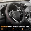 14 1 2 To 15 Inches Microfiber Leather Steering Wheel Cover Stylish Contrast Stitching Car Protector Anti-slip Universal Fit
