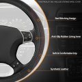 14 1 2 To 15 Inches Microfiber Leather Steering Wheel Cover Stylish Contrast Stitching Car Protector Anti-slip Universal Fit