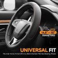 14 1 2 To 15 Inches Microfiber Leather Steering Wheel Cover Stylish Contrast Stitching Car Protector Anti-slip Universal Fit