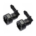 Fuel Line Connectors 90 Degrees Elbow Design Quick Disconnect To Barb Plastic And Rubber Black 2 Pieces 