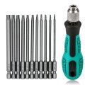 12 Piece Torx Screwdriver Bit Set T6 To T40 1 4 In Magnetic S2 Steel Hex Bits With Handle 75mm Length For Auto Repair And