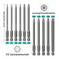 12 Piece Torx Screwdriver Bit Set T6 To T40 1 4 In Magnetic S2 Steel Hex Bits With Handle 75mm Length For Auto Repair And