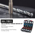 Omt Thread Repair Kit 304pc Sae And Metric Helicoil With Hss Drill Bits Inserts Taps Break Off Tools Rethreading In 1 4 56 3 8