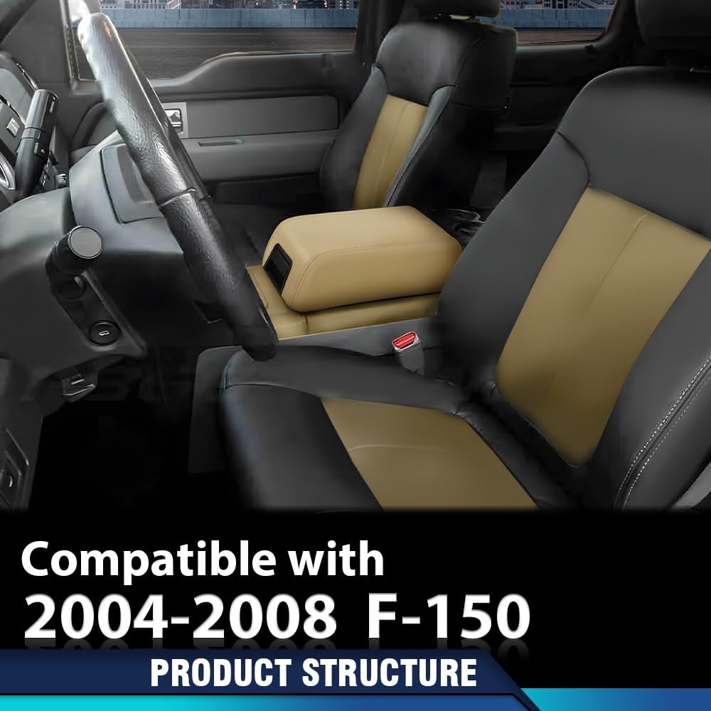 Center Console Armrest Lid Cover For Ford F150 2004-2008 Beige Pebble Interior Fits Models With Floor Shifter Part Number
