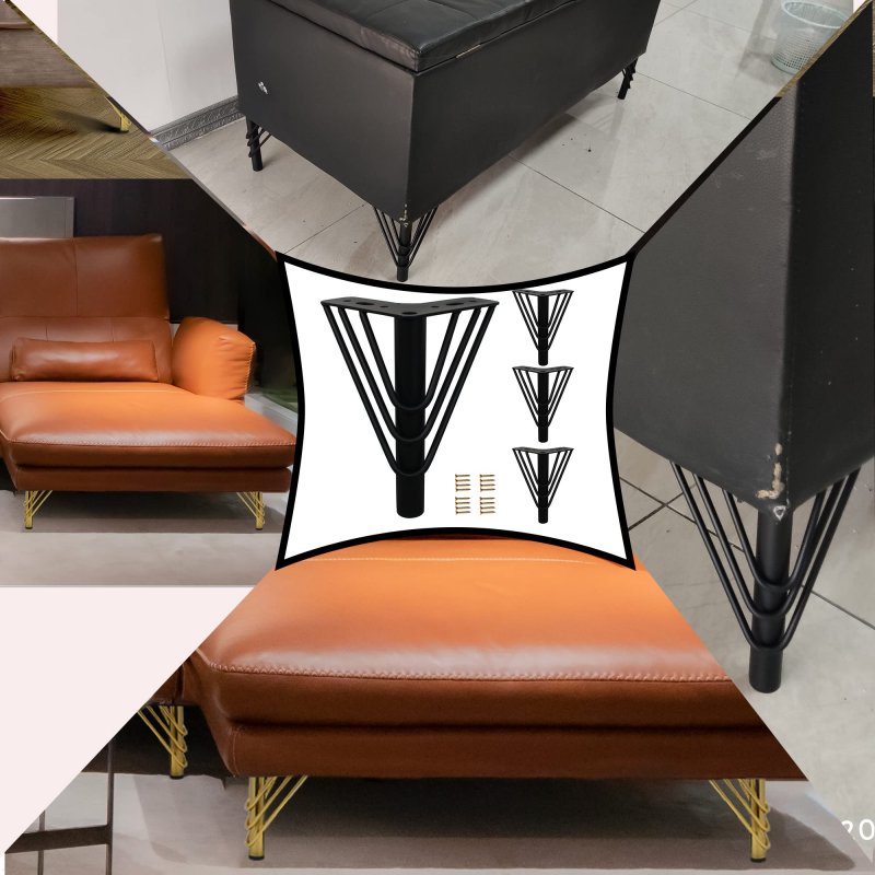 Kualuzt 9 8 Inch Gold Furniture Legs Set Of 4 Heavy Duty Triangle Top Plate Feet For Sofa Couches Dresser Cabinet With Rubber