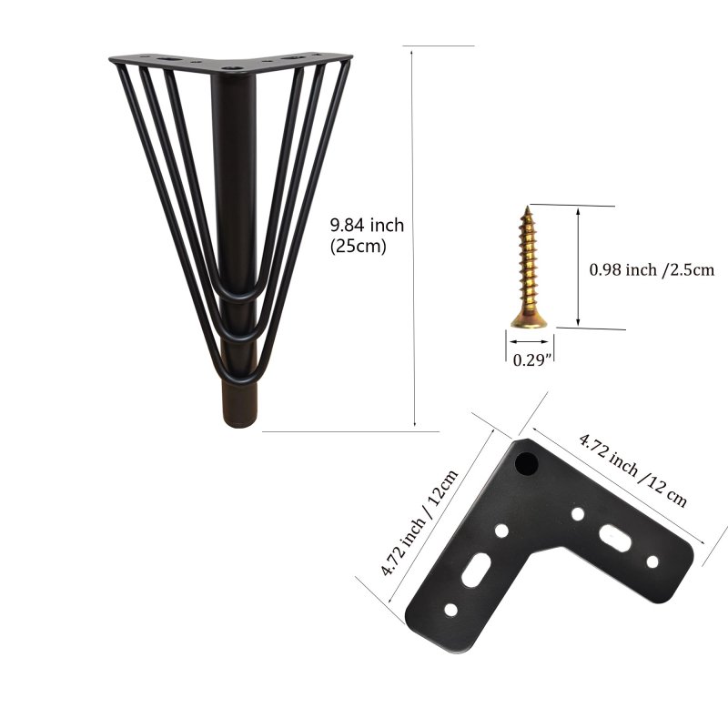 Kualuzt 9 8 Inch Gold Furniture Legs Set Of 4 Heavy Duty Triangle Top Plate Feet For Sofa Couches Dresser Cabinet With Rubber