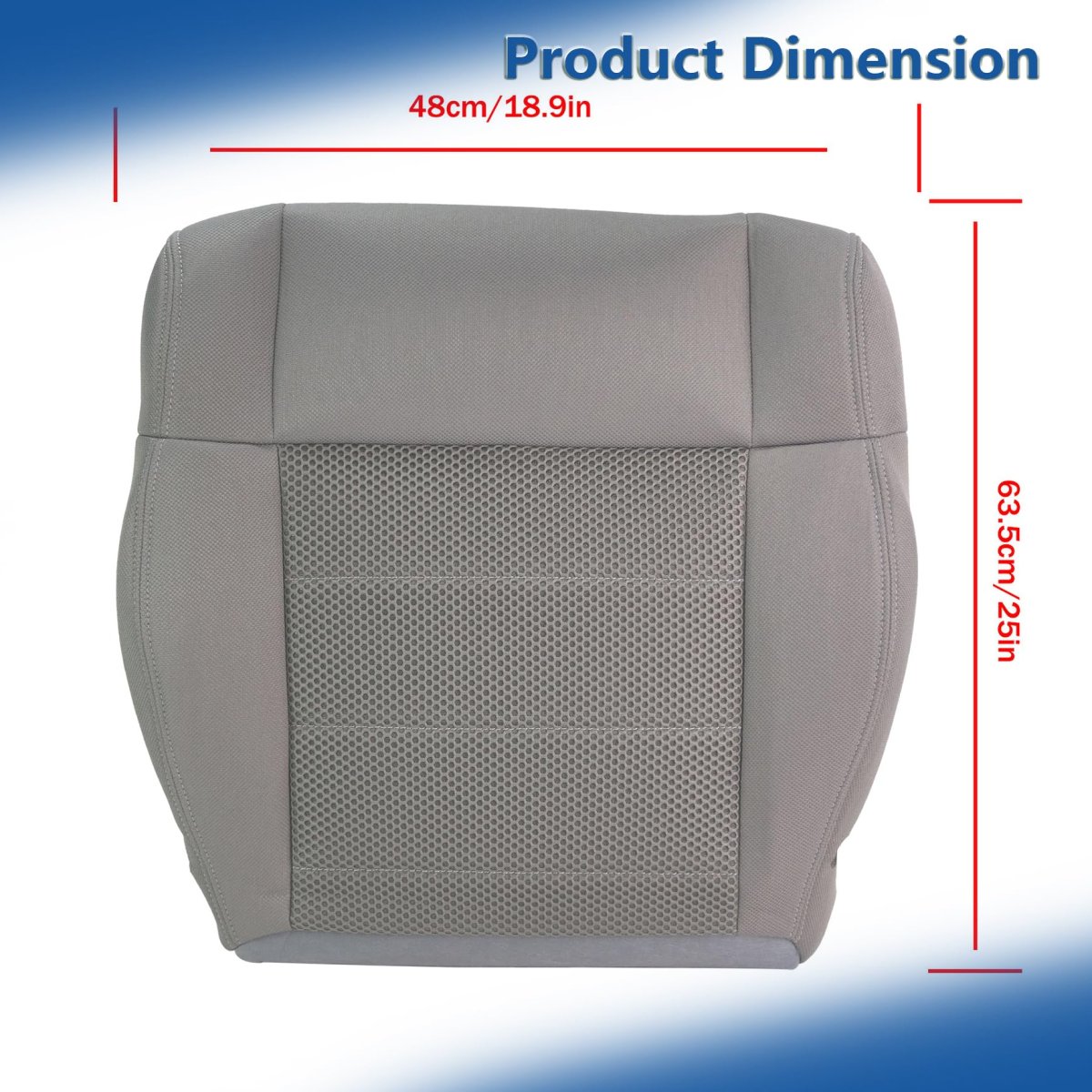 Gray Cloth Seat Cover Front Driver Bottom Replacement For 2007-2012