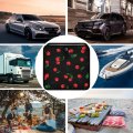 Oarencol Cherry Black Car Trash Can Foldable Hanging Bag Watercolor Fruit Leaves Small Waterproof Accessories Garbage Bin
