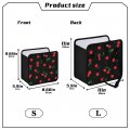 Oarencol Cherry Black Car Trash Can Foldable Hanging Bag Watercolor Fruit Leaves Small Waterproof Accessories Garbage Bin