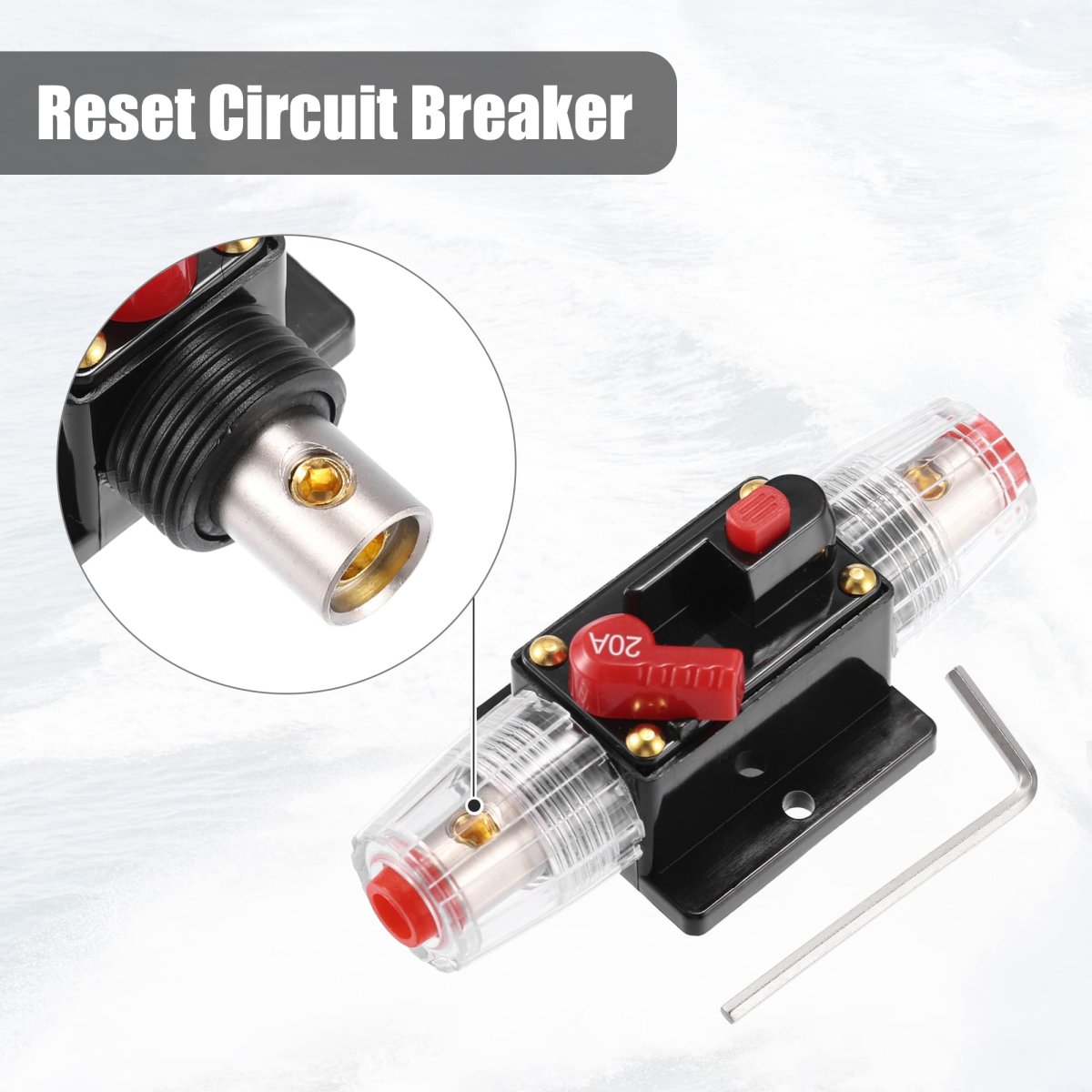 Manual Reset Car Circuit Breaker 20amp Dc 12v To 48v Waterproof Inline Fuse Holder Protector For Boat Trucks Rv Atv And Audio