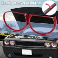 4pcs Front Red Headlight Cover Bezel Trim Decoration Car Exterior Accessories For Dodge Challenger 2015-2020