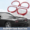 4pcs Front Red Headlight Cover Bezel Trim Decoration Car Exterior Accessories For Dodge Challenger 2015-2020