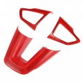3pcs Abs Plastic Red Interior Steering Wheel Cover Trim For Ford Focus 2015-2018 Inner Decoration Auto Accessories 