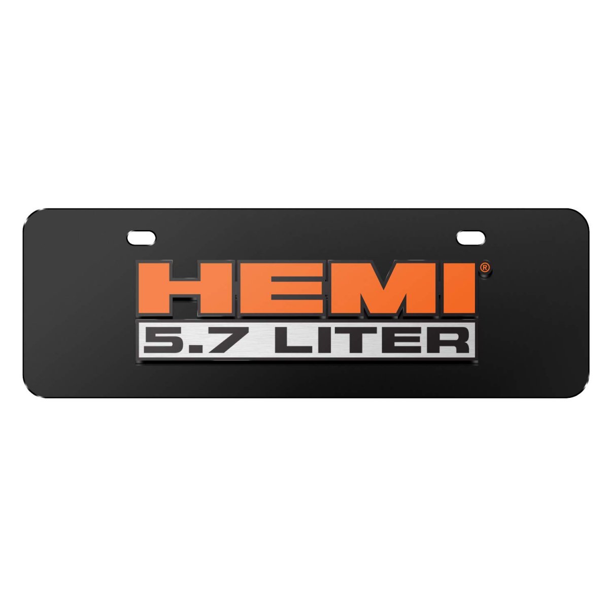 Hemi 5 7 Liter 3d Logo 12 X 4 25 European Look Black Half-size Stainless Steel License Plate