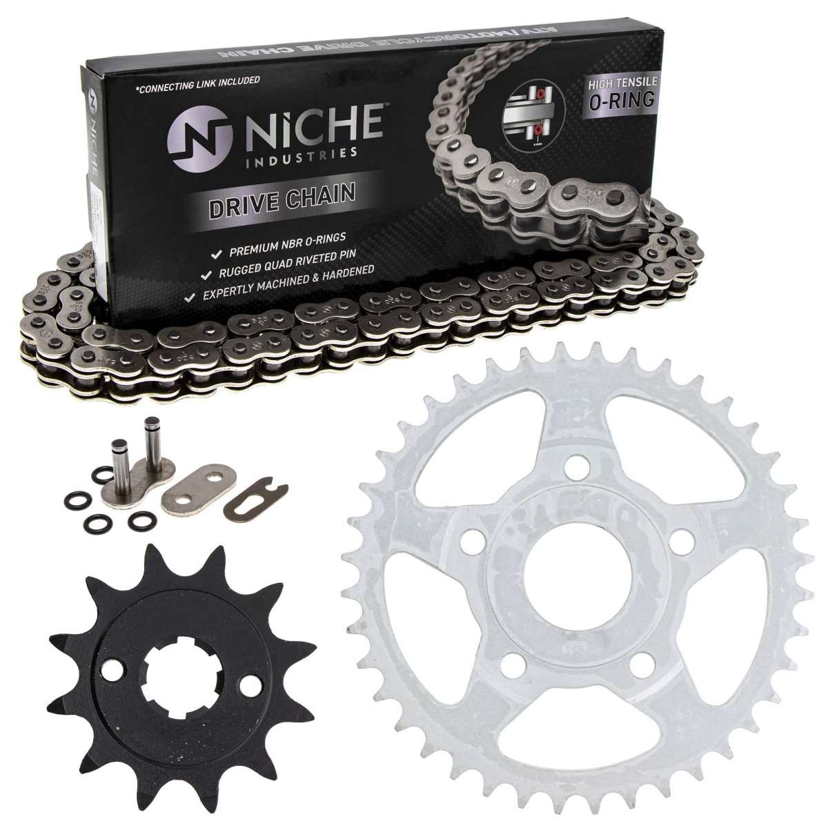 Niche Drive Sprocket Chain Combo For Honda Atc200x Front 12 Rear 40 Tooth 520v O-ring 88 Links