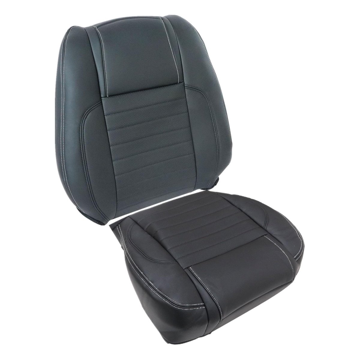 Driver Bottom Top Perforated Leather Seat Covers Black For Ford Mustang 2010 2011 2012 2013 2014