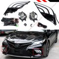 White Amber Switchback Led Drl Fog Light Bezel Cover Clear Lens Lamp Kit Square Switch Compatible With Fits For 2018-2020