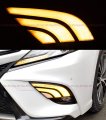 White Amber Switchback Led Drl Fog Light Bezel Cover Clear Lens Lamp Kit Square Switch Compatible With Fits For 2018-2020