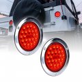 True Mods 2pc 4 In Round Led Trailer Tail Lights Dot Certified Stop Brake With Stainless Steel Chrome Bezel For Jeep Trucks And 