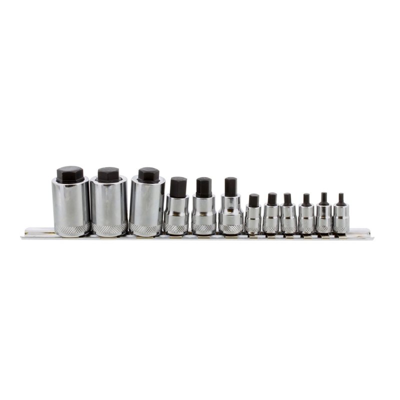 Abn Allen Socket Set 12-piece Sae 4in 3 8in 1 2in Drive Hex And Organizer Rack