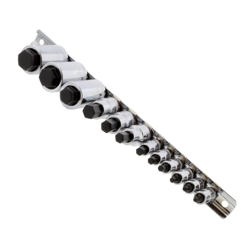 Abn Allen Socket Set 12-piece Sae 4in 3 8in 1 2in Drive Hex And Organizer Rack