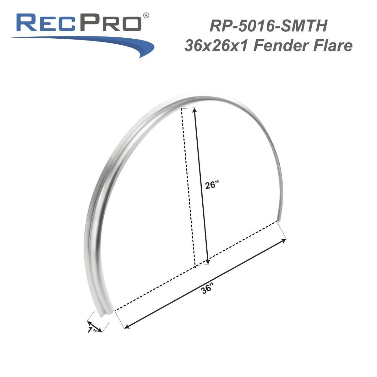 Recpro Trailer Fender Flare 1 X 36 26 0 063 Smooth Aluminum Or Tread Plate Smooth 2