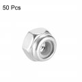 Uxcell Hex Lock Nuts M2 5 X 0 45mm Stainless Steel Nylon Insert Self-locking For Fasteners 50pcs Silver Tone