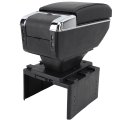 Armrest Storage Box Microfiber Leather With Usb Ports Double Layer Organizer For Universal Cars Suvs Trucks Black Line