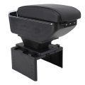 Armrest Storage Box Microfiber Leather With Usb Ports Double Layer Organizer For Universal Cars Suvs Trucks Black Line