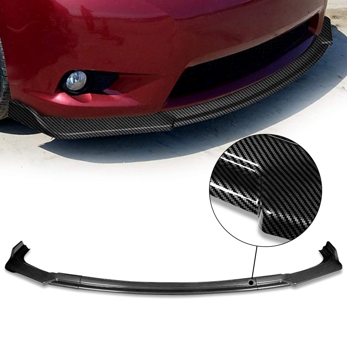 Auto Dynasty 3pcs Mp-style Car Front Bumper Lip Spoiler Wing Body Kit For Toyota Sienna 11-15 Carbon Fiber Look