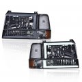 G-plus Led Drl Headlights Compatible With 1992-1996 Ford Bronco F150 F250 F350 Bumper Headlamp Smokya Lensa Chrome Housinga