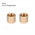 Uxcell Brass Hex Rod Pipe Fitting G1 2 Female Thread Straight Coupling 2pcs
