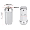 4pcs Car Silver Tone M12x1 25 Wheel Lug Nuts Bulge Acorn Cone Seat Closed End 1 9inch Long 3 4 Hex