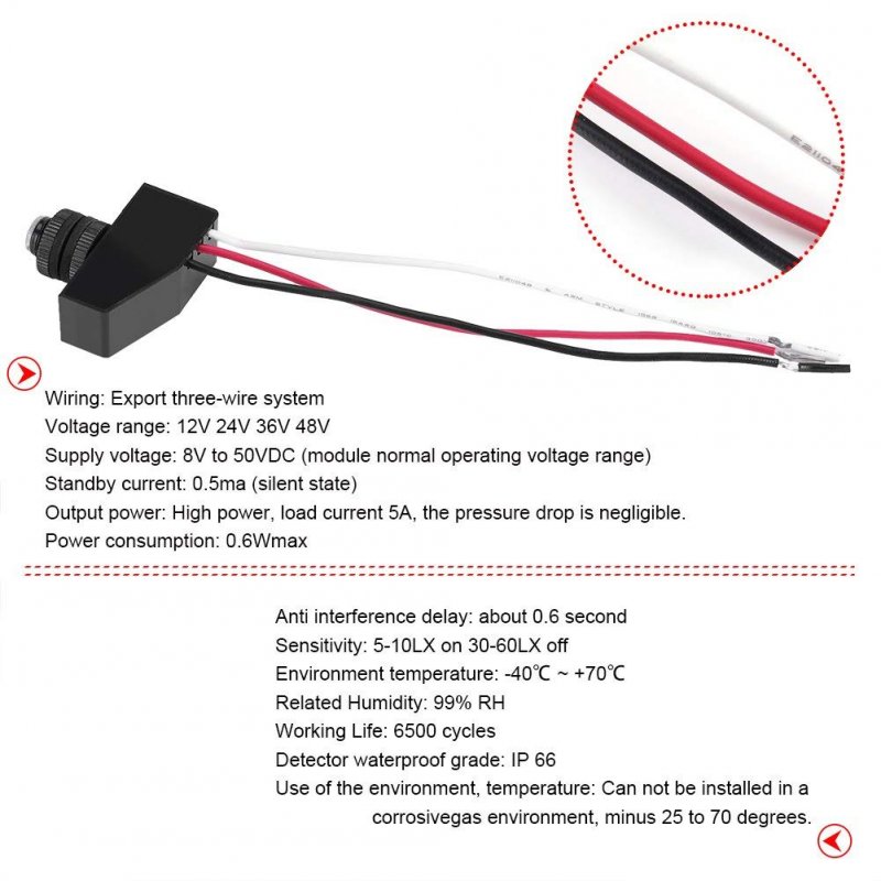 Dusk To Dawn Photocell Light Control Sensor Outdoor Automatic Crepuscular For Led Lighting 12v 24v 36v 48v Ip66 Waterproof Pack