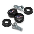 Ford Mustang In Usa Flag On Black Abs Plastic License Plate Frame Screw Covers