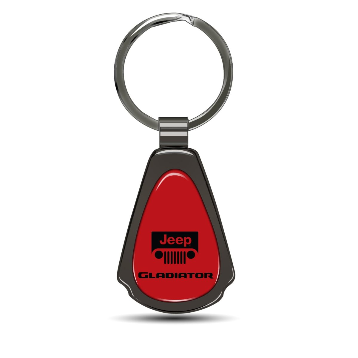 Jeep Gladiator On Red Dome Dark Gunmetal Metal Teardrop Key Chain