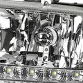 Spec-d Tuning 2lh-dak97-rs Dodge Dakota Durango Crystal Chrome Headlights W Led Drl Lamp