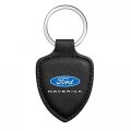 Ipick Image Made For Ford Maverick Soft Real Black Leather Shield-style Key Chain