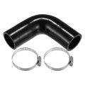 1 Set 40mm 57 Id 100mm 3 94 Length 90 Degrees Black Car Silicone Hose Coolant With Clamps Universal 