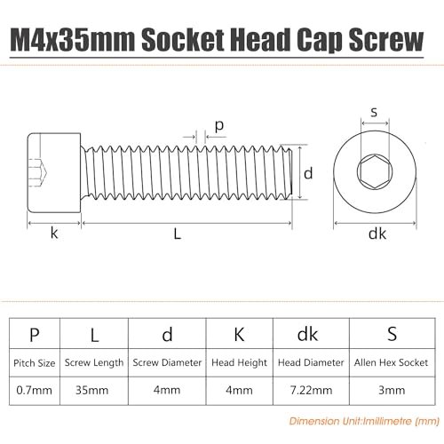 M4 Socket Head Cap Screws 50 Pieces 0 7x35mm 304 Stainless Steel Machine Bolts Full Thread Allen Drive Bright Finish