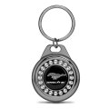 Ford Mustang Mach-e Crystal Rhinestone Roundel Black Metal Key Chain With Real Carbon Fiber Backing