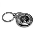 Ford Mustang Mach-e Crystal Rhinestone Roundel Black Metal Key Chain With Real Carbon Fiber Backing