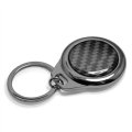 Ford Mustang Mach-e Crystal Rhinestone Roundel Black Metal Key Chain With Real Carbon Fiber Backing 